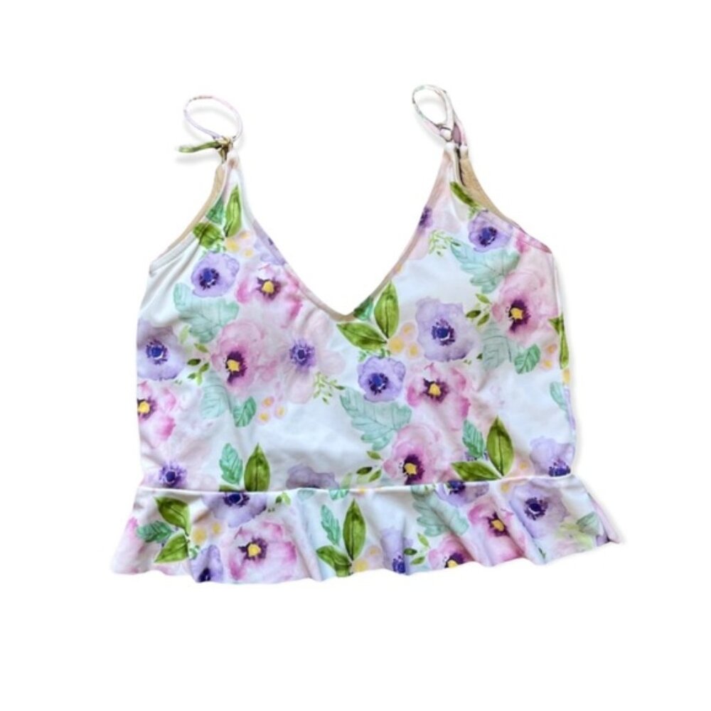 Kortni Jeane Celeste Floral Scoop Back Swim Top: NEW With Tags! Medium